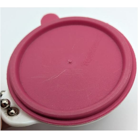 Vintage Plastic Tupperware Miniature Thatsabowl Pink Lid Keychain Trinket - Picture 5 of 6